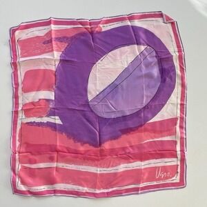 VTG 70s Vera Neumann Silk Square Scarf Pink Purple White Abstract Print 21"‎ Sq